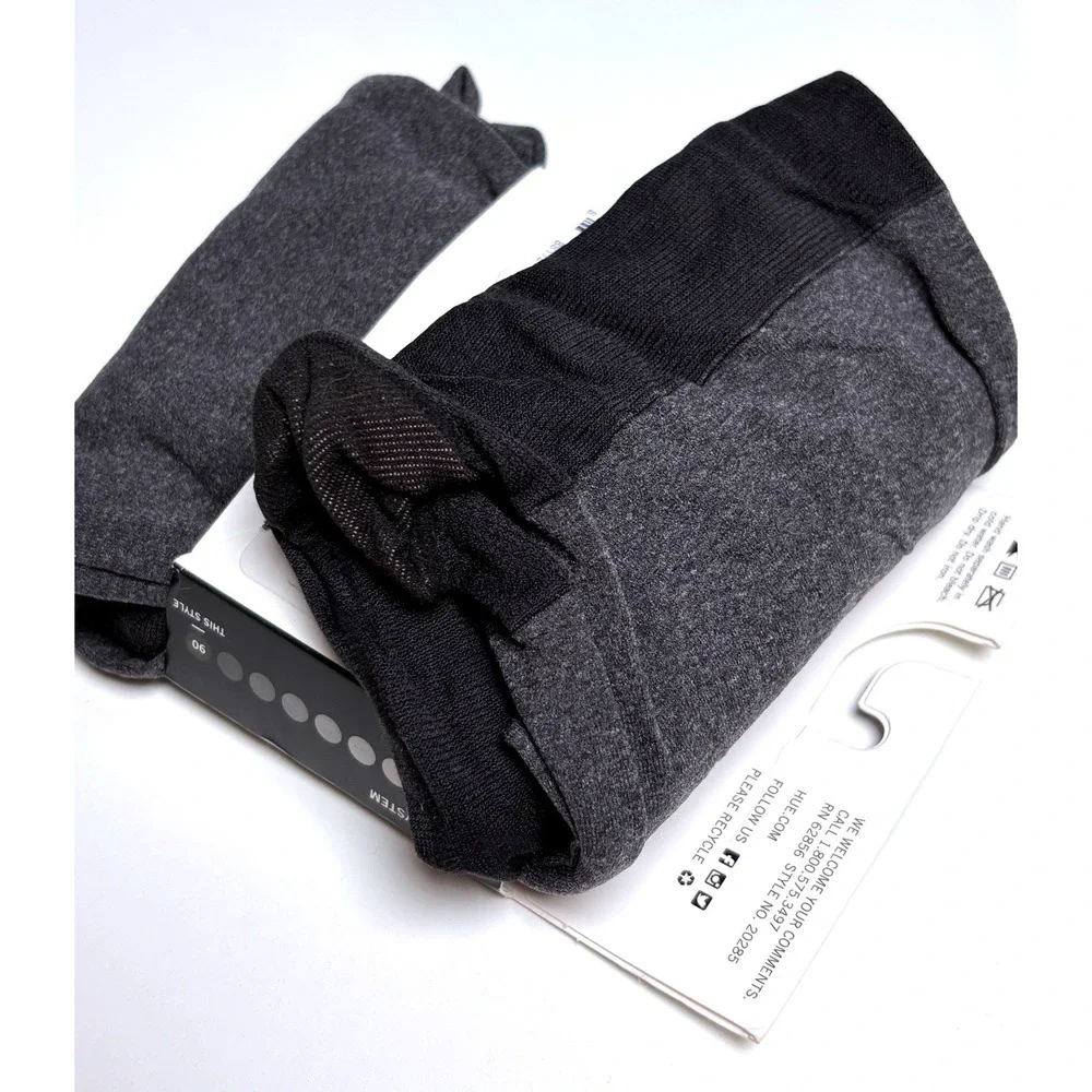 HUE size 2 Control Top Tights Graphite Heather Total Opaque U20285 pantyhose